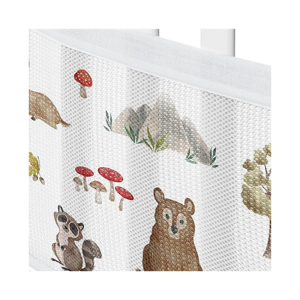 Breathable Mesh Crib Liner Set for Boys/Girls, Baby, Infants/Newborn Nursery (Animal Friends, Bear, , Hedgehog)