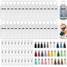 90Pcs Sublimation Lipstick Holder Blanks Bulk, Neoprene Lip Balm Holder Keychain, DIY Sublimation Products with Fringe