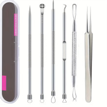 (6pcs) 3/5/6/8pcs Stainless Steel Pimple Extractors & Needles - Professional Skin Care Tools for Blackhead Removal, Acne Treatment