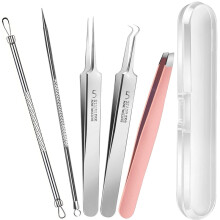 (5pcs) 1/5pcs Teenitor Pimple Popper Tool Kit and Blackhead Remover Tools, Ingrown Hair Tweezers, Professional Blackhead Extractor