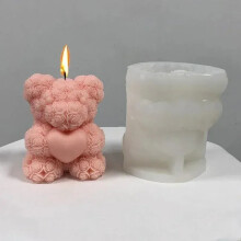 (WHITE) New Bear Shape Molds 3D Bear Hug Love Silicone Candle Mold Diy Cute Bear Pet Candle Making Handmade Soap Plaster Resin Mold