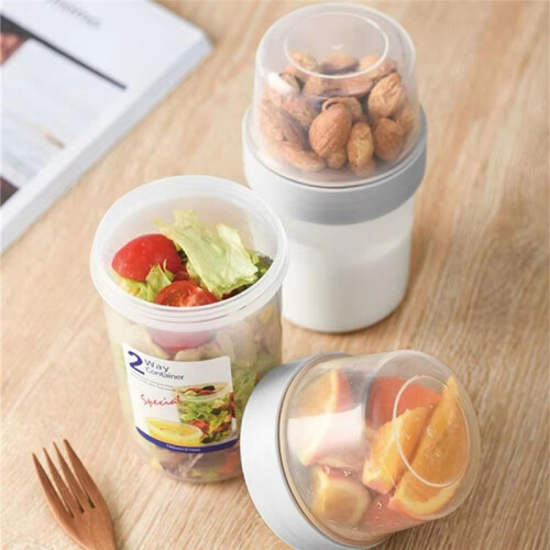 Double Layer Fresh-Keeping Container, Sealed Plastic Food Storage Box for Kitchen,Fruit Snacks Sealed Cans L 1