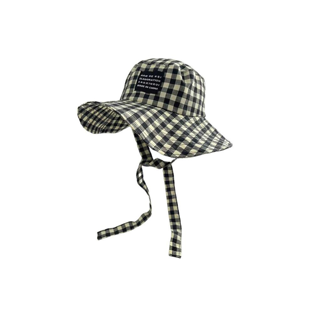 (Red) Fashion Breathable Fisherman Hats Lace Up Wide Brim Bucket Hats Adjustable Strap Sun Protection Hats-image