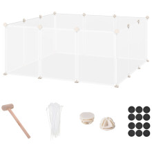 Parque modular para animales pequeños, 12 paneles, para cachorros y cerdos, 105 x 105 x 45 cm, blanco.