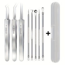 (8pcs) 3/5/8pcs Stainless Steel Pimple Extractors & Needles - Professional Skin Care Tools for Blackhead Removal, Acne Treatment