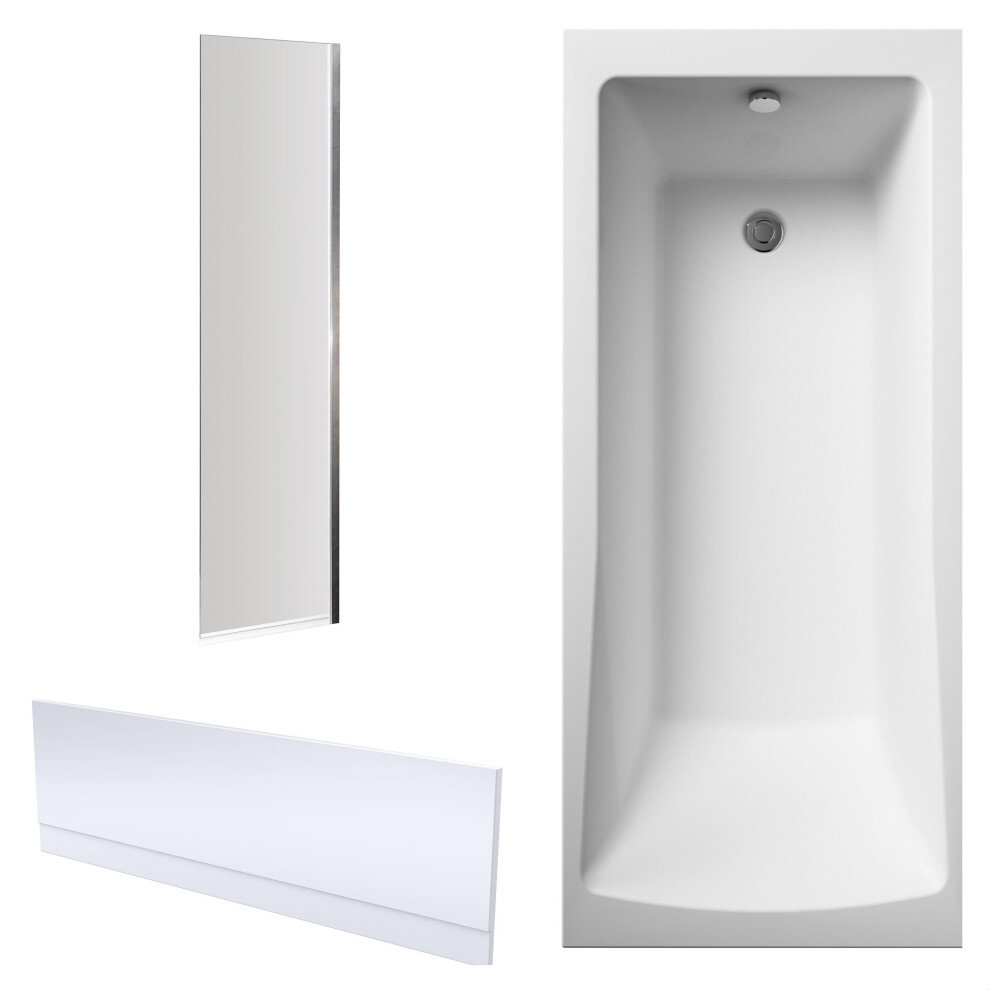 Balterley Square Single Ended 1700X700 Shower Bath Set - Front Panel, Fixed Screen & Leg Set