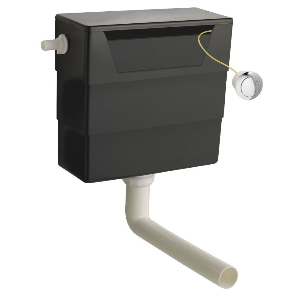 Balterley Contemporary Universal Water Saving Dual Flush Side Inlet With Round Push Button - Chrome/Black