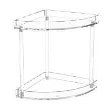 2 Tier Acrylic Bathroom Counter Organizer, Clear Bathroom Countertop Corner Organizer, Corner Storage Shelf Vanity Trays