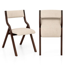Wooden Upholstered Dining Chairs Set of 2 Folding Accent Guests Chair