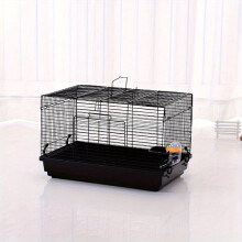Grande cage en céramique pour hamster, avec abreuvoir et gamelle.