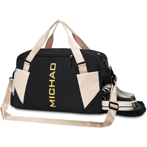 Conjunto de mala de viagem esportiva com compartimento impermeável.