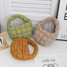 Modische Mini-Puffertasche, gesteppt, rund, Handyhülle E