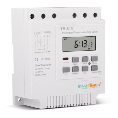TM-613 προγραμματιζόμενο χρονοδιακόπτη 380V/50-60Hz 16A εβδομαδιαίο ρελέ τροφοδοσίας