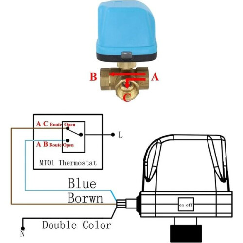Válvula motorizada de 3 vías, válvula solenoide motorizada de 220 V.
