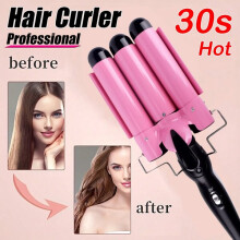 Electric curling iron with LCD temperature display, curling