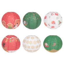 6 Pcs Christmas Decoration Paper Lanterns,Round Hanging Chinese Paper Lanterns for Your Home Outdoor Party Decorations