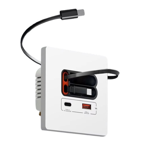 20W USB C  Socket Panel with Dual Type-C Fast Charge  Outlet,Mobile Phone Charging Type-C Socket White
