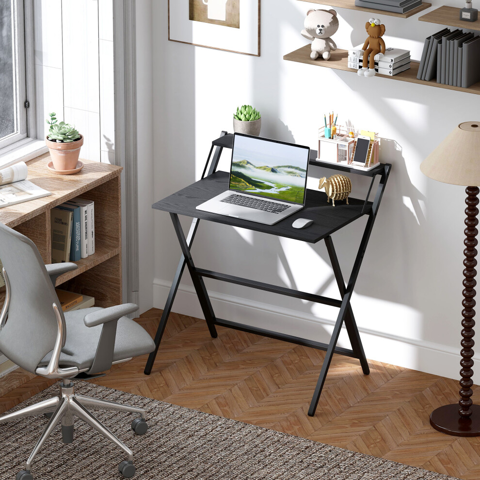 Homcom (Black) 81.5 Cm Folding Computer Desk For Small Spaces Bedroom