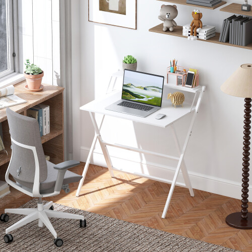 Homcom (White) HOMCOM 81.5 cm Folding Computer Desk for Small Spaces Bedroom