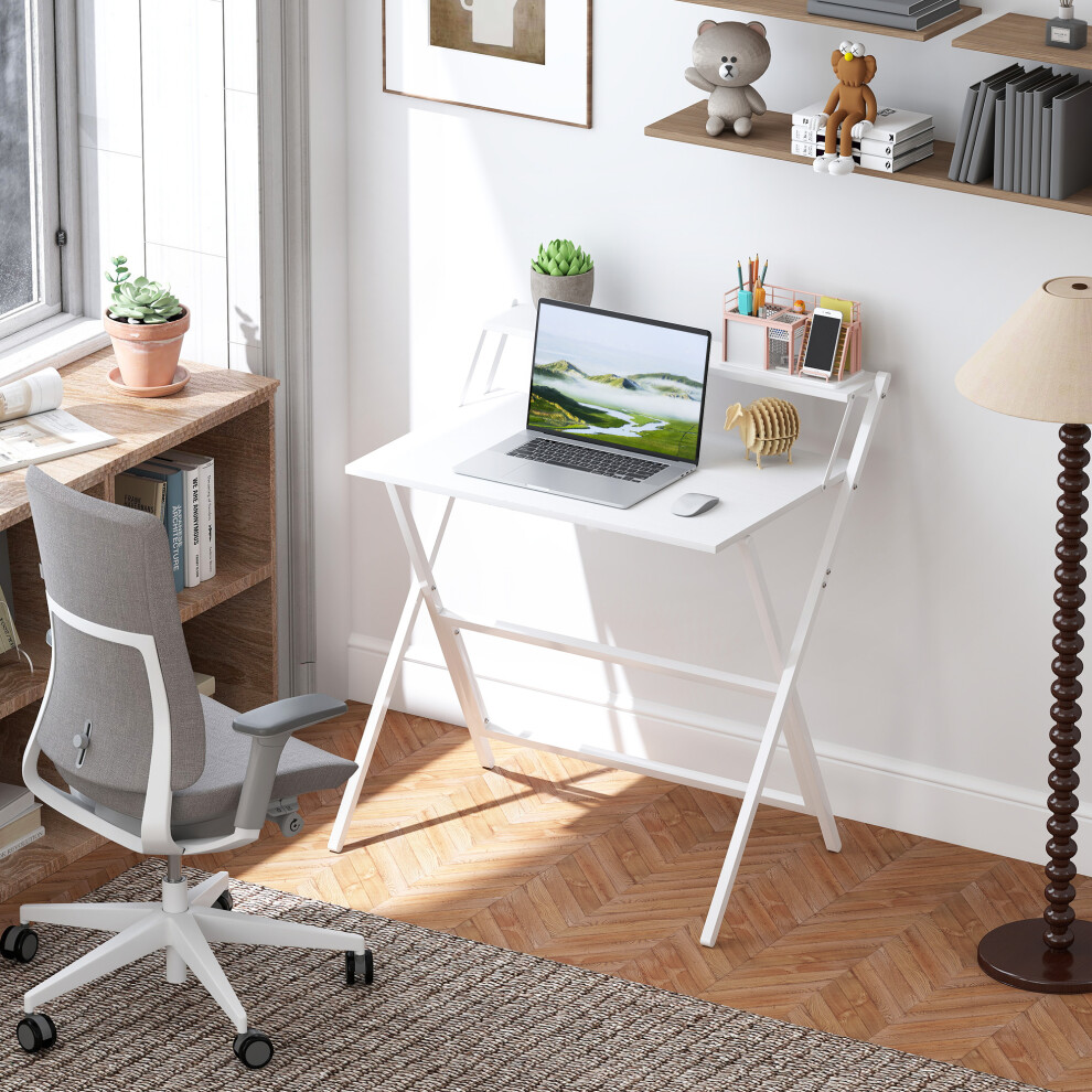 Homcom (White) 81.5 Cm Folding Computer Desk For Small Spaces Bedroom