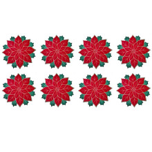 8X Holiday Christmas Embroidered Placemats Applique Poinsettia Placemats Christmas Flower Placemat A