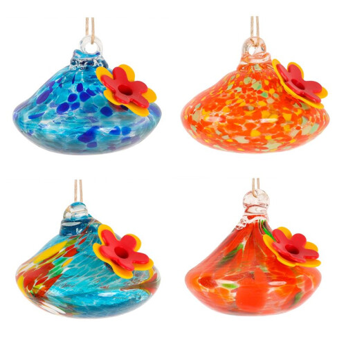 4Pcs Blown Glass  Feeder for Outdoors Hanging, Ant & Bee Resistants W