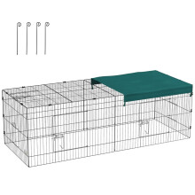 Recinto modular de acero con tapa para conejos, roedores y animales pequeños, apto para uso interior y exterior.