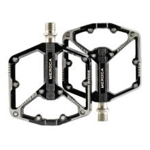 MEROCA 9/16" Bike Pedals, Wide Flat Platform for MTB & Road Bikes Aluminum Bike Pedals Non-Slip MTB Pedals with 3-Bearing System
