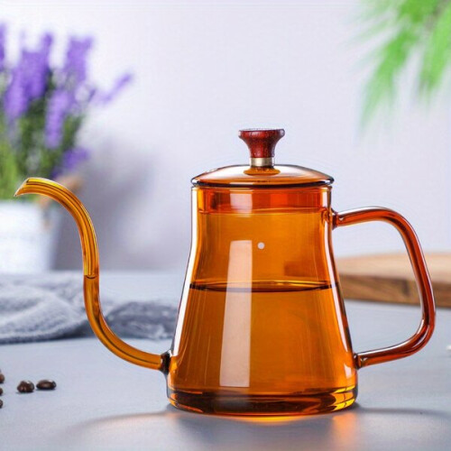 Hervidor de vidrio resistente al calor para café y té.