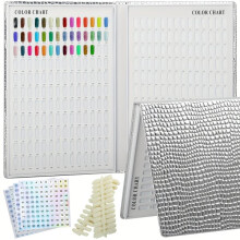 Tarjeta con 308 muestras de colores de esmalte de uñas con números.