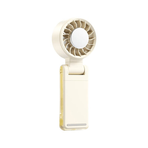 Portable Handheld Cooling Fan Semiconductor Ice Cold  Fan Rechargeable 3000mAh Foldable Digital Display Beige