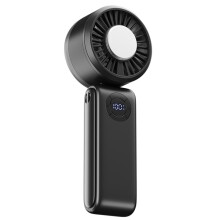 Handheld Cooling Fan with Semiconductor Cooling, Turbo Wind, Foldable 5-Speed, for Outdoor Neck Fan Rechargeable Black