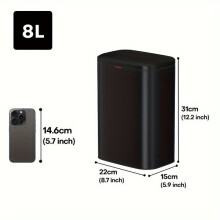 Cubo de basura de acero inoxidable con tapa, 7,95 L