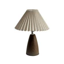 Pleated Vintage Walnut LED Table Lamp USB Powered Night Light Suitable for Bedroom Bedside, Living Room Home Decoration