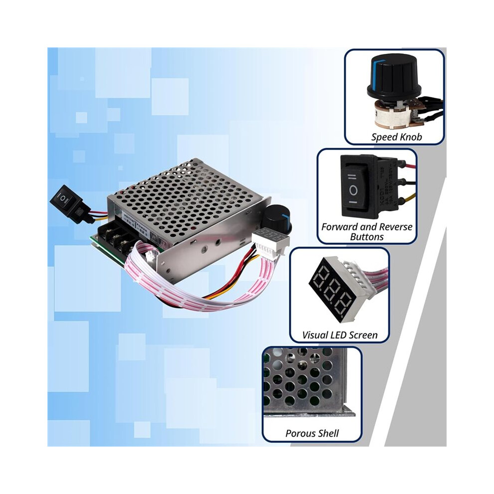 40A Pwm Motor Speed Controller, 10V-55V High Power Brush Motor Stepless Speed Regulator, 12V, 24V, 36V, 48V System 6031501332516