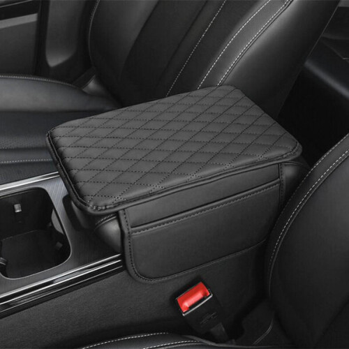 Bracciolo auto in pelle con supporto laterale.