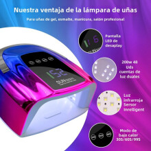 Lámpara de uñas inalámbrica UV LED recargable con pantalla LED de 48 LEDs, s