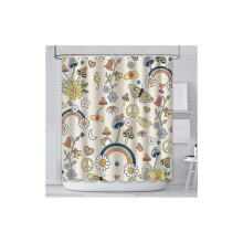 180x180cm Mushroom Shower Curtain Boho Floral Washable Fabric Bathroom