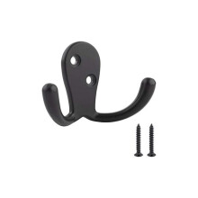68 x 40 mm gebogener Bademantelhaken, blickdicht schwarz, 5 Stück