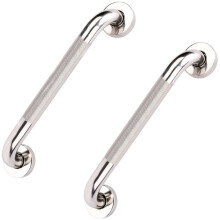 Impugnatura antiscivolo per vasca da bagno in acciaio inox, composta da due pezzi e lunga 40 cm.