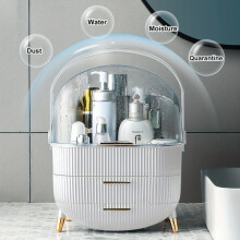 LDQ Make-up Organizer: Witte cosmetische doos met deksel en lade