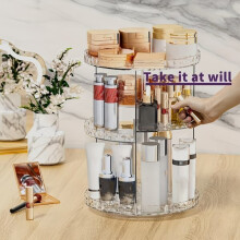 Porte-produits cosmétiques rotatif à 360 degrés, transparent.