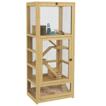 Jaula de madera para hámsteres o animales pequeños, 5 niveles con escalera, escondite y columpio, natural