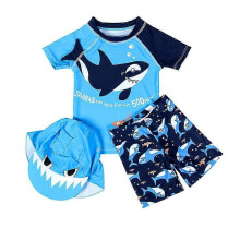 (3XL) Baby Swimwear Swimsuit Toddler Boys Two Pieces Swimsuit Set Crab Bathing Suit Rash Guards With Hat Upf 50+ Multiple Sizes Available