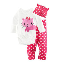(0-6 Months, Pink) Newborn Toddler Baby Boy Girl Animal Print Outfit Romper + Pants + Hat Set Casual Clothes