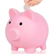 (Rosa) L&W Lucky Piggy Bank, Shatterproof Coin Bank, Money Box for Wedding, Christmas, Halloween, Cute Decorative Accessories