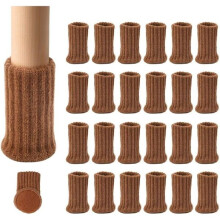 24 pares (marrón) de calcetines antideslizantes de punto para patas de sillas, aprox.