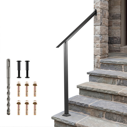 Costway Handrails for Outdoor Steps 3-Step Adjustable Wall-Mounted Stair Hand Rail 2