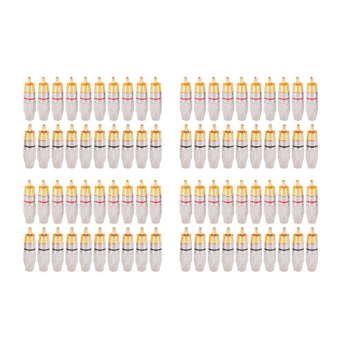 80 Pcs RCA Plug Audio Video Locking Cable Connector Gold Plated