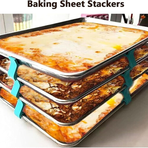 24 PCS Layered Tray Holder Stackers, Universal Baking Sheet Pan Stackers, Baking Tray Storage Holder 2
